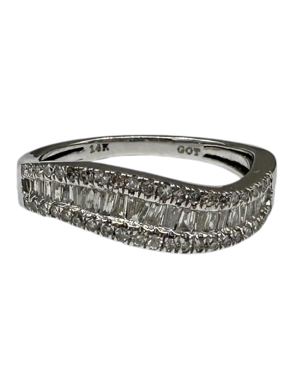 0.50ctw Natural Diamond Wavy Ring 14K White Gold Size 6.75